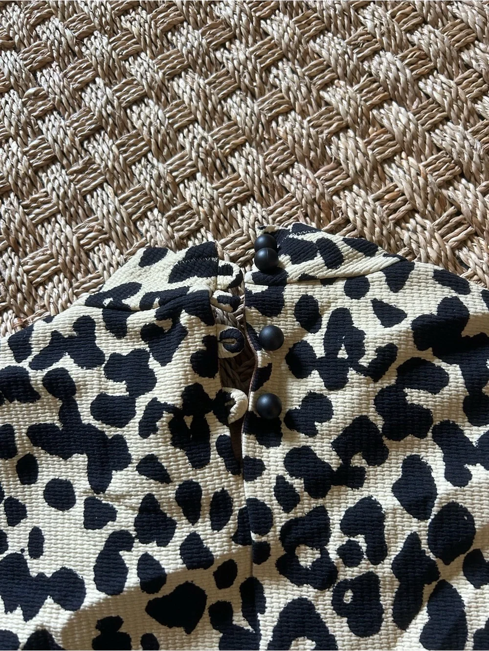 Marysia Swim Leopard-Print Long-Sleeve Mock Neck Top — Beige & Black